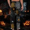 Men's Pajama Pants with Pockets Halloween Print Casual Long Pants for Home Relaxation