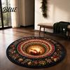 Kerst Vloermat Rond 3D Tapijt Optische Illusie Vloerkleed Kerstman Kabouter Gekwilt-achtig Antislip Woonkamer Tapijt Antislip Wasbaar voor Slaapkamer