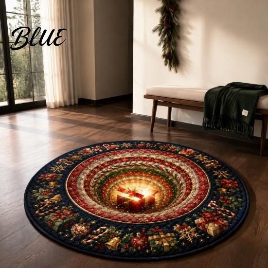 Kerst Vloermat Rond 3D Tapijt Optische Illusie Vloerkleed Kerstman Kabouter Gekwilt-achtig Antislip Woonkamer Tapijt Antislip Wasbaar voor Slaapkamer