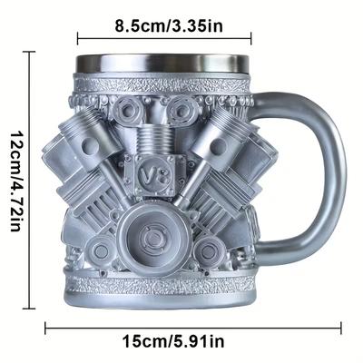 Engine V8 Cup, Creative Mug Resin + Stainless Steel Handicrafts, High Sense