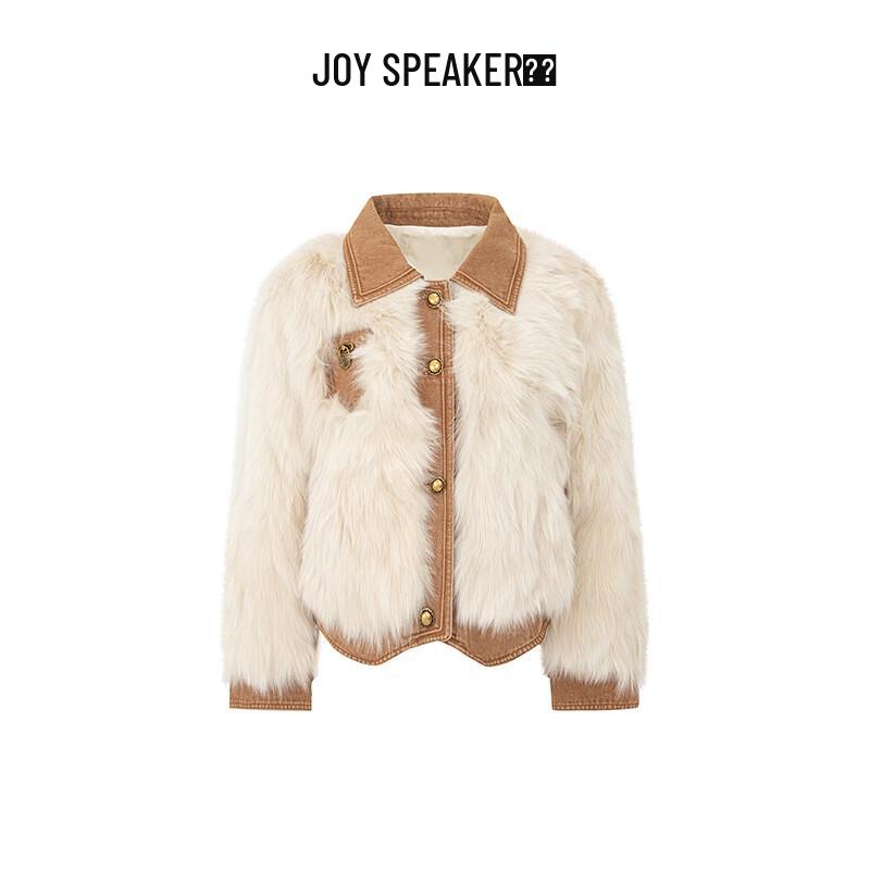 JOY SPEAKER Women's Velvet-Lined Faux Fox Fur Winter Coat