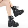 Fashion Women Shoes Boots Black Dark Cool Thick Bottom Platform Harajuku Shoes With Metal Chain Gothic Punk Girls Shoes Footwear
