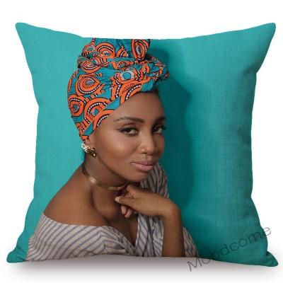 Fashion Magazine Cover Africa Girl Woman Black Beauty Headscarf Decorative Sofa Pillow Case Linen Home Decoration Cushion Cover