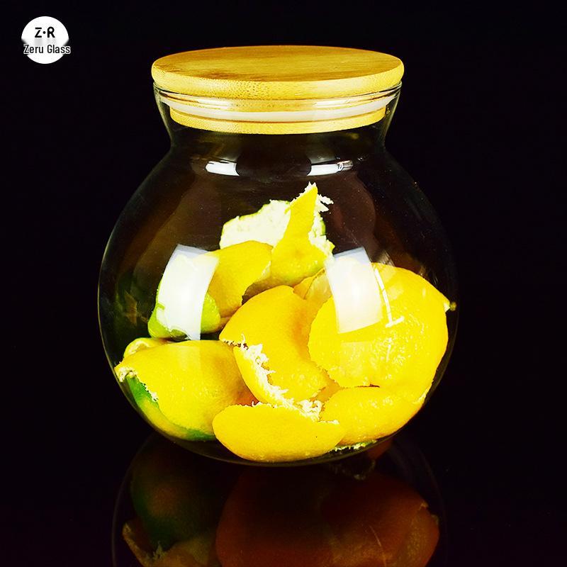 Heat-Resistant Transparent Glass Storage Jar for Food, Dried Fruit, Grains, and Tea