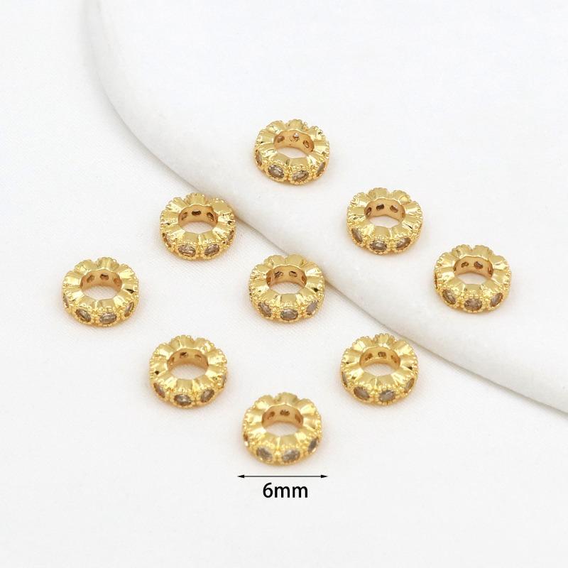 Farbechtheit k Echtgold mikro-eingefasster Zirkon Fassperlen Straße durchbohrt kleine Taille Kristallarmband DIY Perlenabstandshalter mit Perlen C