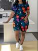 Butterfly Ladies Casual Suit Short Sleeve Shorts 1D Digital Flower Printing Fashion T-Shirt Two-piece Set