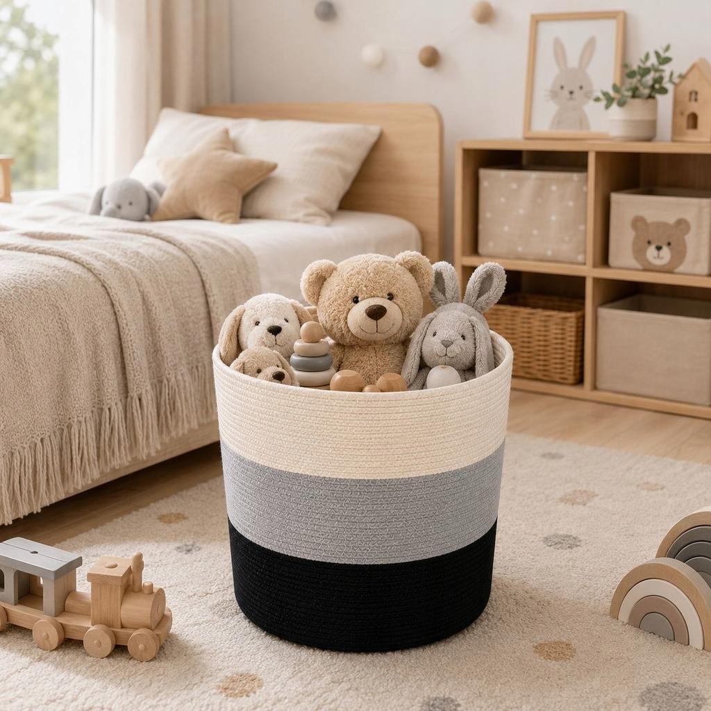 COTTON LAUNDRY BASKET 30x30cm FOR HANDMADE PREMIUM TOYS