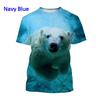 Full Print Animal Polar Bear Graphic T-Shirt For Men Summer Short Sleeve Oversized T Shirt Kids Tees Tops Clothes