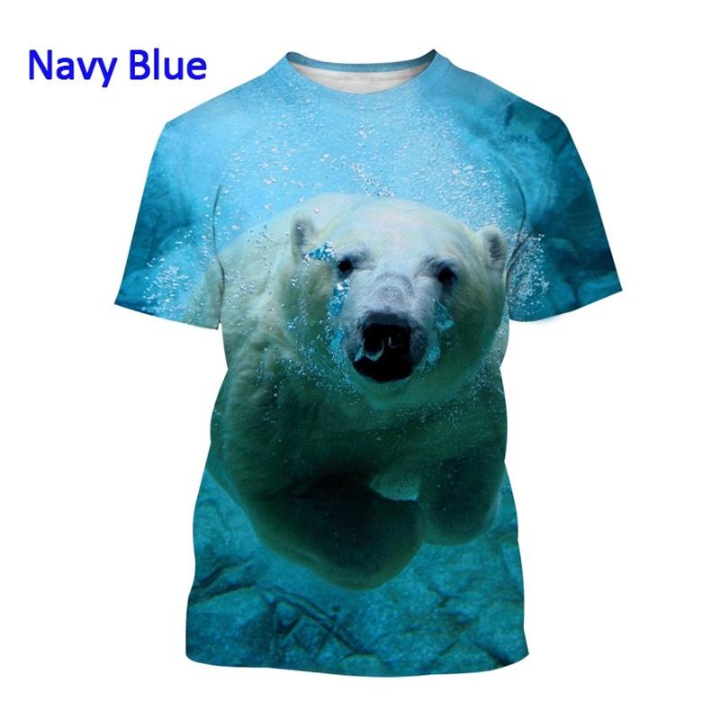 Full Print Animal Polar Bear Graphic T-Shirt For Men Summer Short Sleeve Oversized T Shirt Kids Tees Tops Clothes
