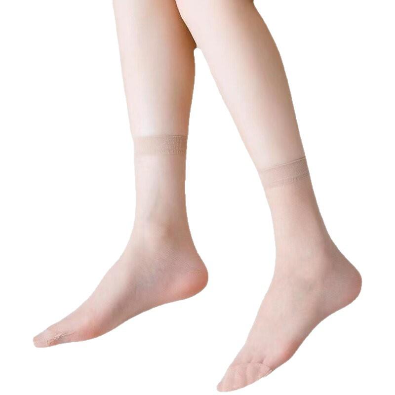 Toe Reinforced Stockings Women'S Summer Ultra-Thin Invisible Medium Tube Socks Anti-Hook Silk Meat-Colored Breathable Short Socks Not Stuffy Calf Sock