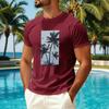 Men's Summer Casual Short Sleeve T-Shirt Hawaiian Print Crew Neck Quick Dry Breathable Sun Protection Ice Silk Fabric Top