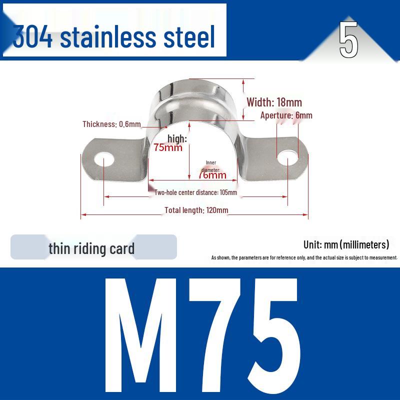 304 Stainless Steel U-Bolt Pipe Clamp Bracket - Pipe & Hose Clip Snap-on Hoop