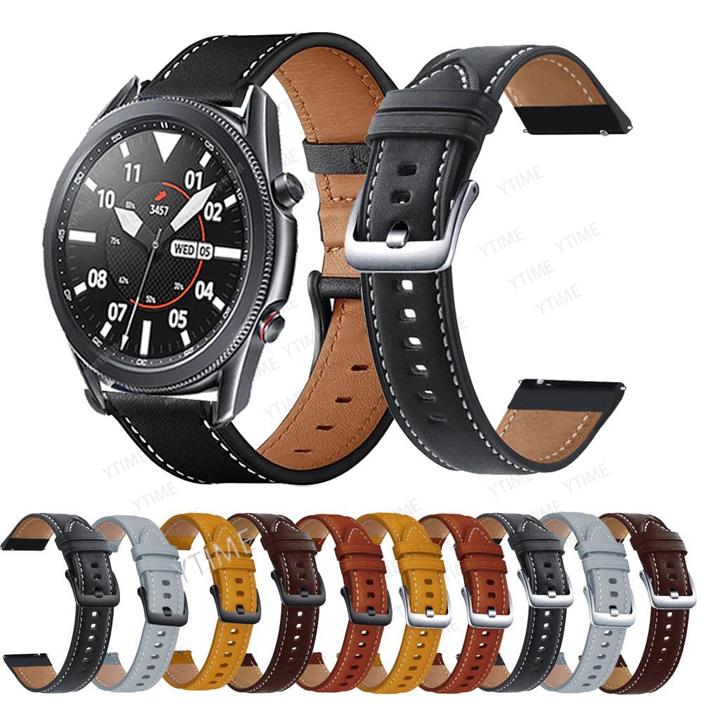 22mm Leather Strap For Samsung Galaxy Watch 46mm SM-R800 Watch 3 45mm SM-R840 Gear S3 SM-R760 SM-R770 Band Bracelet Watchband