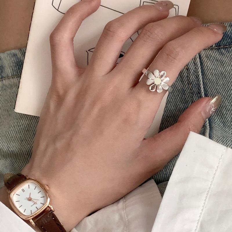 Open Adjustable Stylish Copper Daisy Ring For Women Unique Geometric Design