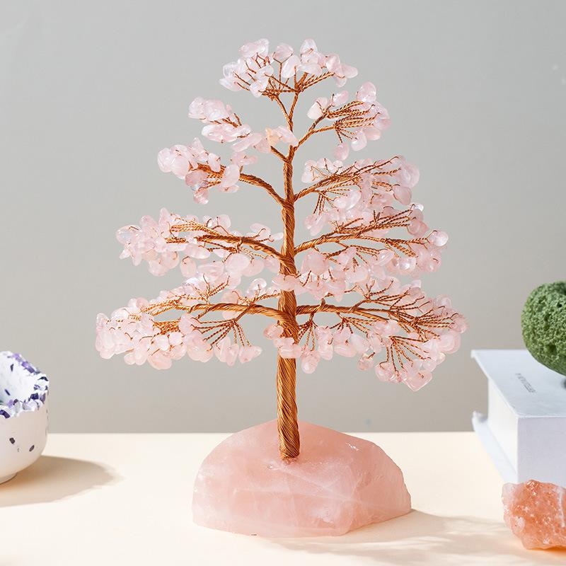 Natural Crystal Wealth Tree Colorful Crushed Stones Life Tree Crystal Stone Base Desktop Decoration Crystal Tree
