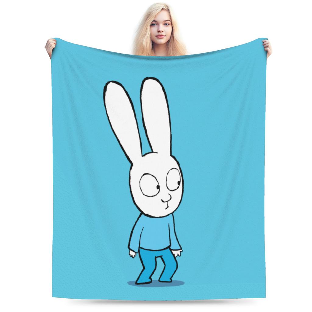 S-Simon Super Rabbit Super Soft Blanket For Couch Bed Trend Throw Blanket Winter Travel Car Flannel Bedspread