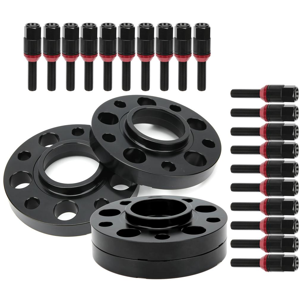 4pcs Flange Wheel Spacers 20pcs Extended Lug Bolts Sleeve Staggered Kit Fit for 1 3 5 6 7 8 SERIES(Black )