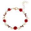 French Vintage Floral Jewelry Set: Romantic Rose Bracelet and High-End Necklace Trio.