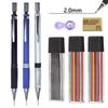 2mm Druckbleistift-Set mit Farb-/Schwarzmine Kunstzeichnung Design Automatischer Bleistift Schreiben Student Büro Schule Schreibwaren-Set