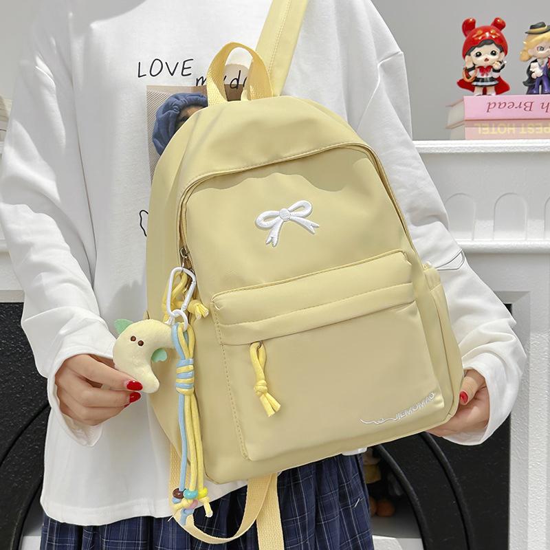 Schoolbag Wholesale High Value Bow Lightweight Small Backpack Japanese Ins Simple High School Student Schoolbag Versatile Backpack