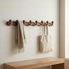 Rubber Wood Wall Coat Rack Compact Entryway Hanging Easy to Install