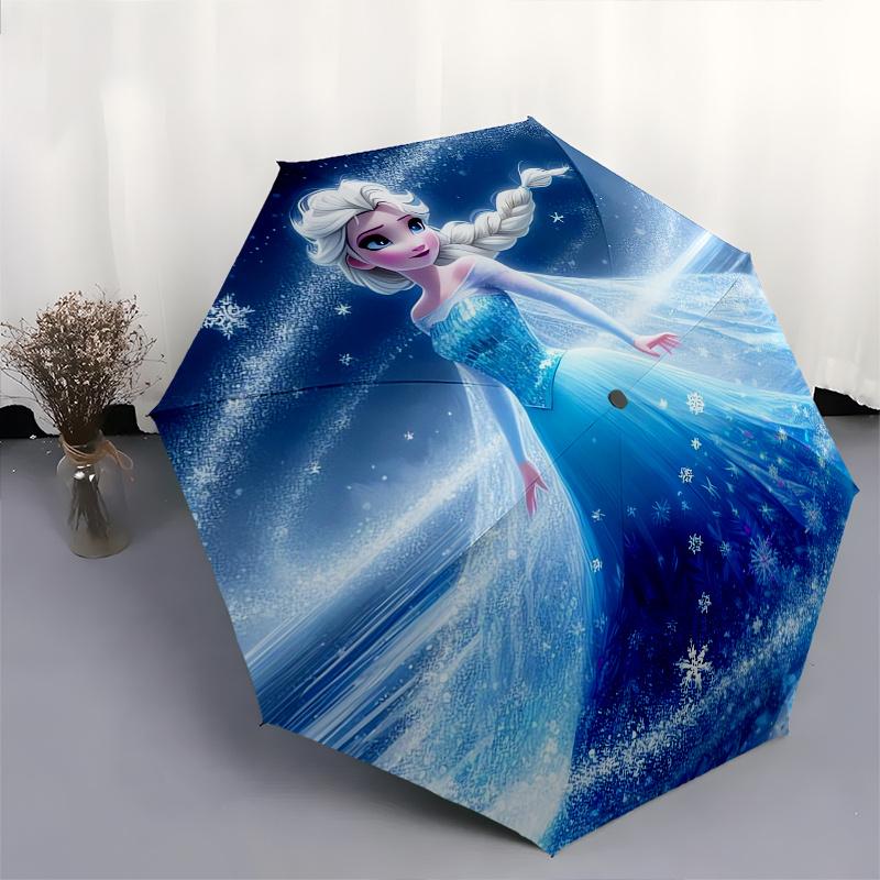 Elsa,Frozen Themed folding umbrella, the best choice for gift giving, 8 ribs, casual, durable, lightweight and portable travel umbrella, sui