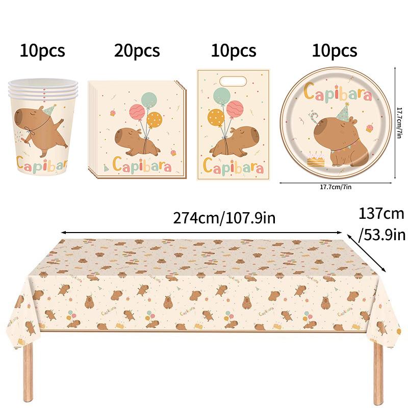 Capibara Capybara Birthday Decoration Disposable Tableware Birthday for Bara Baby Shower Tableware Balloons Capibara Cumpleaños