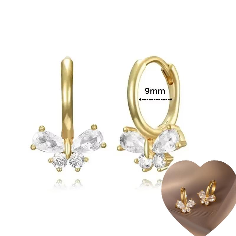 925 Silver Ear Needle White Zircon Butterfly/Water Drop Hoop Earrings Drop Earrings For Women Fashion Wedding Jewelry