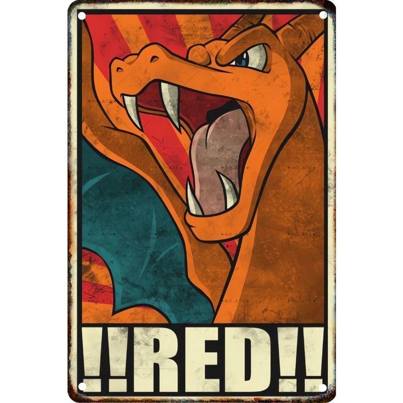 Klasyczny Metalowy Znak Pokemon Malowany do Salonu Klubu Butiku Dekoracja