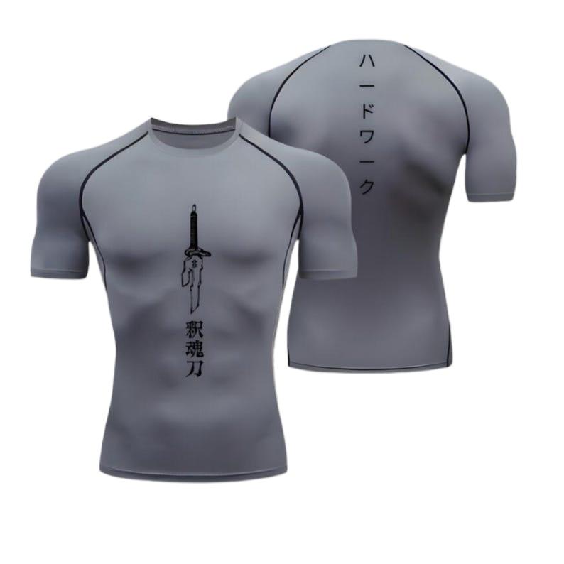 Men's Compression Shirt Sportswear Fashion Summer Running Fitness Gym Comfortable High Elasticity Gym Clothing Sweat Absorbing Tight Fit