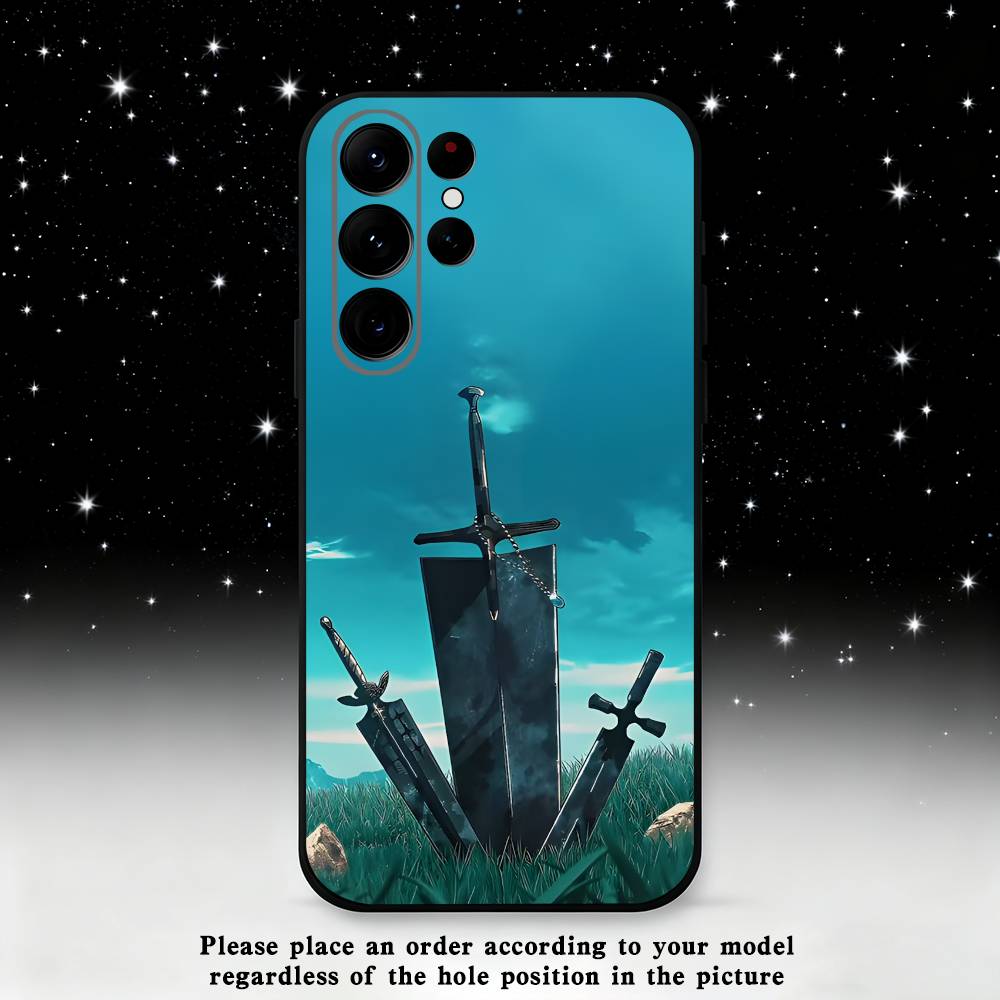 Black C-Clover A-Asta Phone Case For Samsung S25,S24 Ultra,S20,S30 plus,S22 plus,S23,S30 Ultra 5G Silicone Black Shell