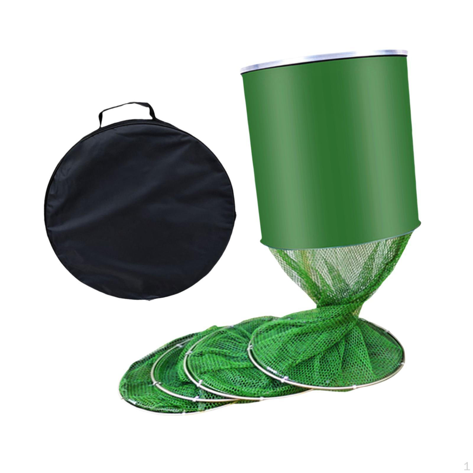 

Складная рыболовная сеть для хранения рыбы, утолщенная, с защитой от зависания, с сумкой для хранения рыболовных инструментов зелёный