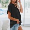 Women's Fashionable Casual Pocket Short-sleeved Collared Shirt Top