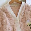 Bestickte Blumen-Pyjama V-Ausschnitt Schlafanzug Set Damen Winter Dicke Flanell Hausanzug mit Tasche Warm Korallenfleece Nachtwäsche