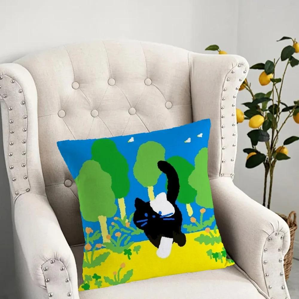 Cat Art Painting Pillowcase Dormitory Decoration Office Living Room Sofa Home Pillowcase