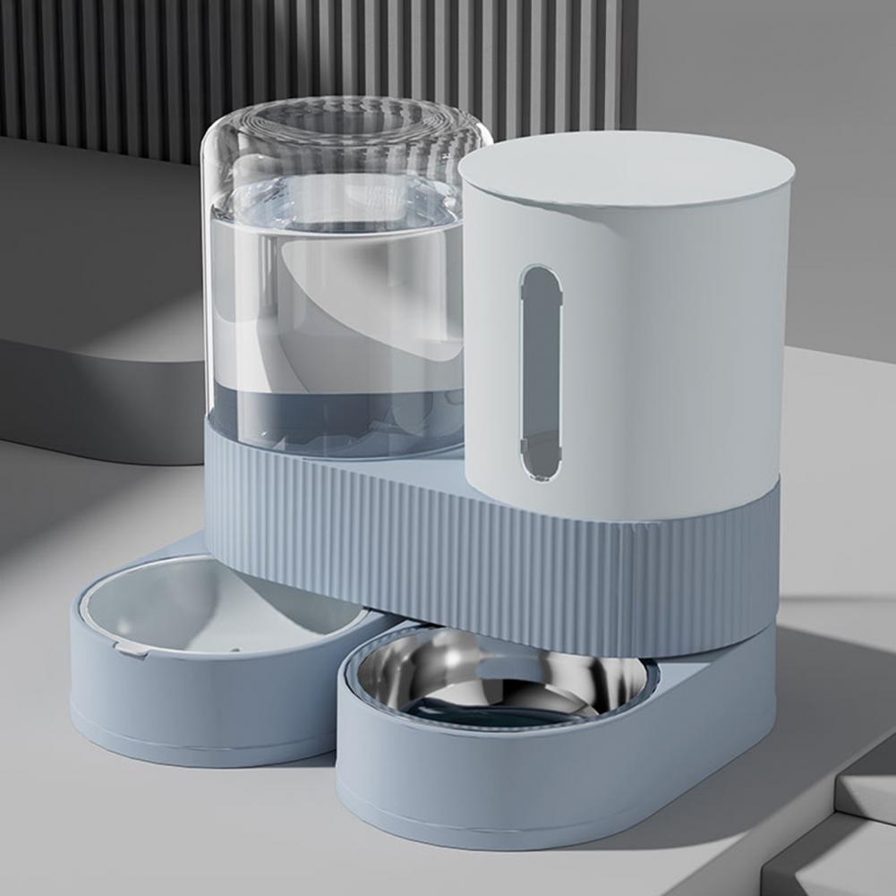 AC  Automatic Cat Feeder Automatic Pet Feeder Water Dispenser Set for Cats Dogs 2-in-1 Food Bowl with Stainless Steel Insert