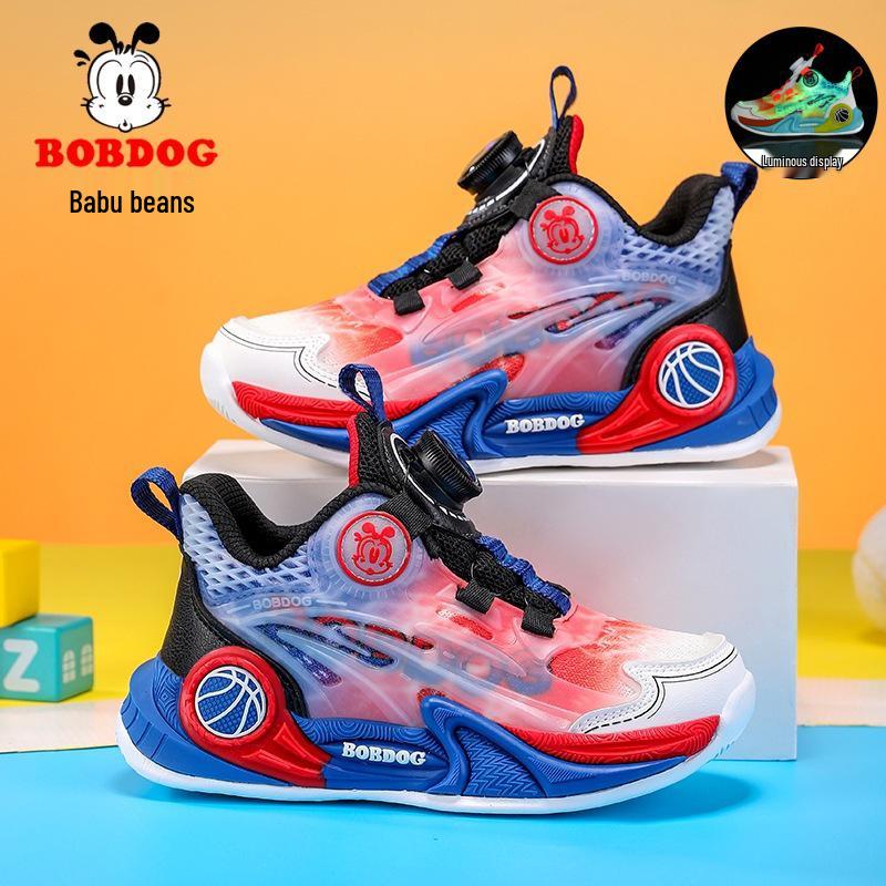 Bobodou Kids' Luminous Running and Basketball Shoes with Rotating Button