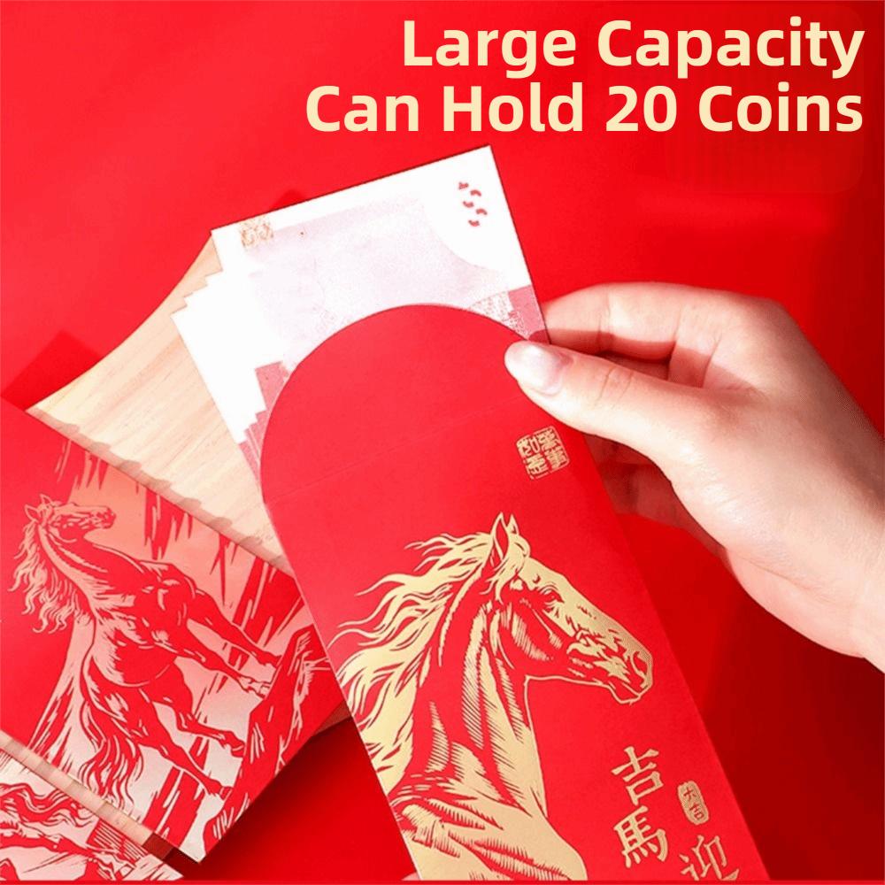 6Pcs/Set Traditional 2026 Horse Year Red Envelope Paper Money Envelope Marriage Celebration