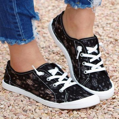Moda 2024 Scarpe Estive Moda Pizzo Piatte Traspiranti Sneakers Donna Stringate Casual Comode Rete Scarpe Sportive Zapatillas Mujer
