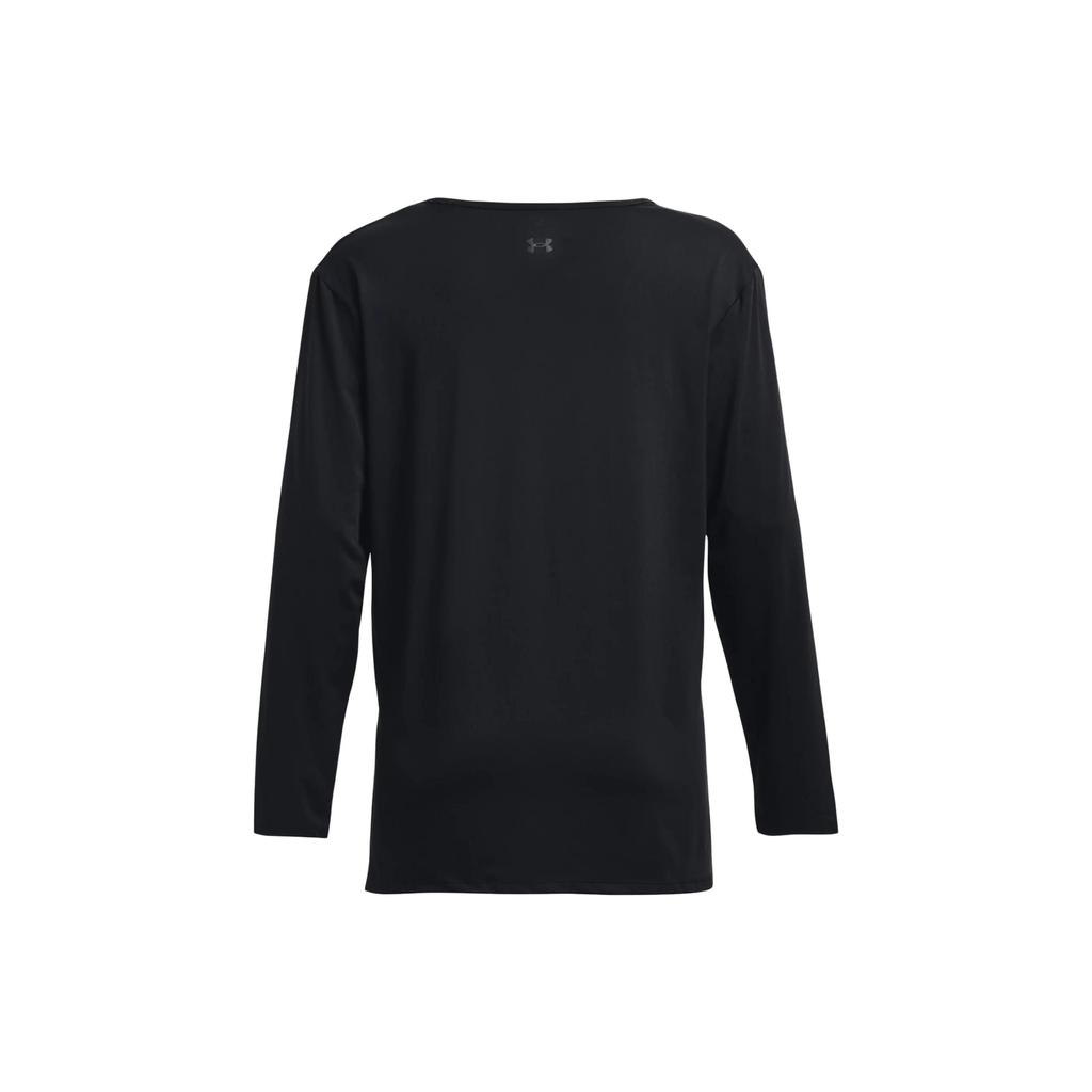 Under Armour Solid Loose V-Neck Long Sleeve T-Shirt Women Tops Black 1379158-001
