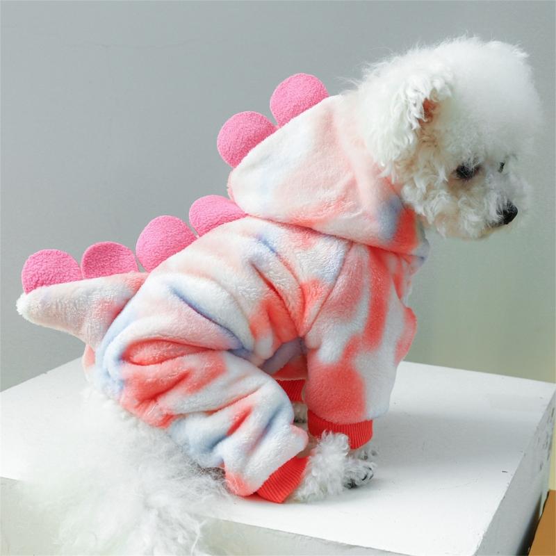 Dog Furry Jumpsuit for Dogs Boy Girl Medium Dogs for Indoor and Outdoor Use Cartoon Dinosaur Clothes Outfit for Pet Dogs