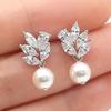 High-End And Fashionable Ocean Pearl Earrings, Set With Cubic Zirconia  Women'S  Luxurious Fashion Jewelry