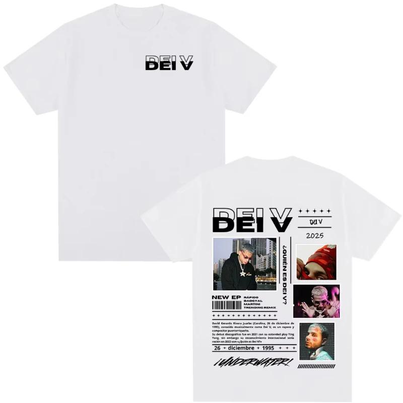 Custom Rapper Dei V Quien Es Dei V Tour 2025 Tshirts Unisex Unisex Vintage Hip Hop Music Tshirt Unisex ONeck Oversized T Shirt