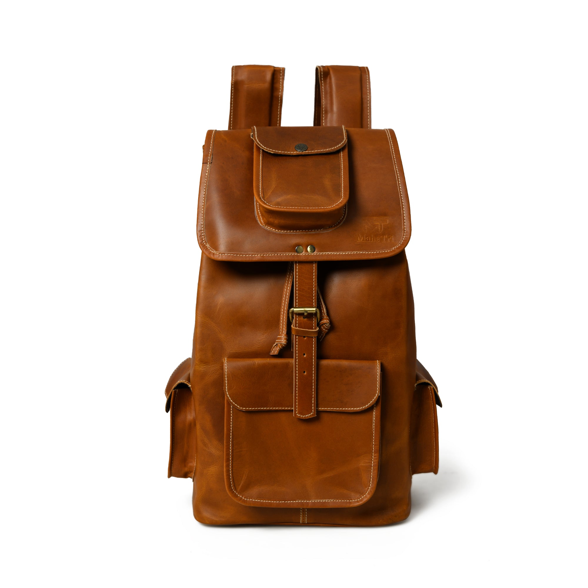 MaheTri Earthtone Trekking Buffalo Backpack Genuine Leather Bag For Everyday Use 16 Inch коричневый