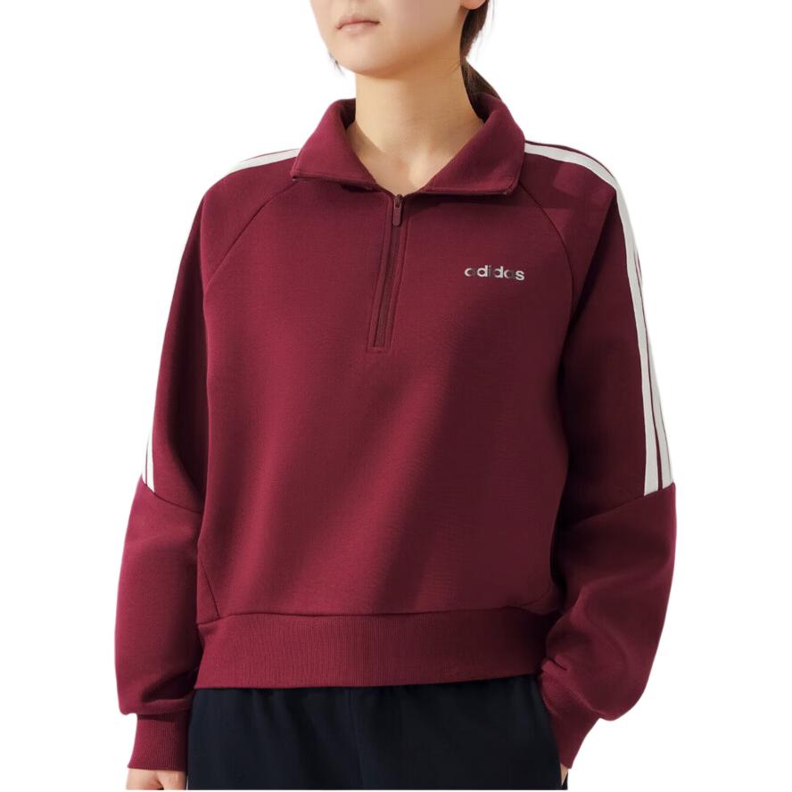 adidas Three Stripe Half Zip Pullover Long Sleeve Sweatshirt Women Sweatshirt KQ5358