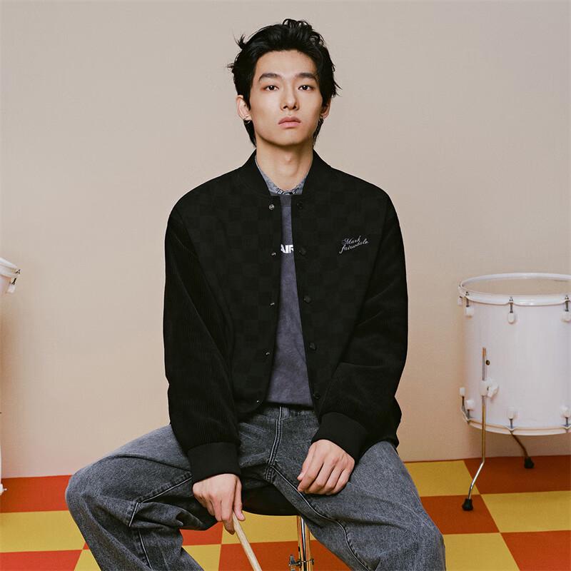 Mark Fairwhale Herren Karierte Bestickte Baseballjacke