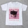 Cat Creative Printed Letter Printed Mens Tshirt Summer New Style Suitable for Both Men and Women Cotton Casual Tshirt