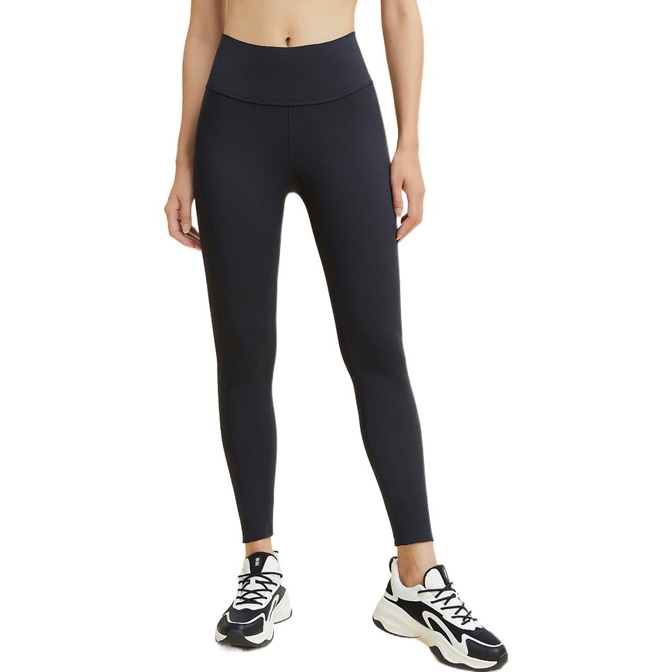 Anta Training Series Solid Color Back Logo Print Elastic Waist Fitness Pants Women Pants Black 162247304-1