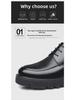 Sapatos formais de couro bovino masculinos com aumento de altura de 10 cm: Respirável, design oco, sola grossa, ideal para negócios e casamentos.