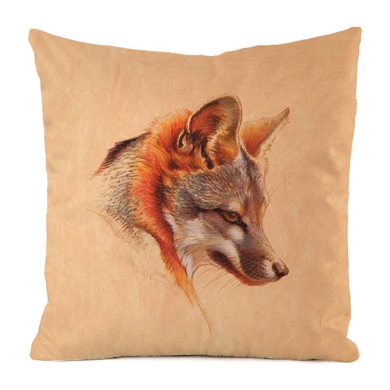 Norwegian Feng Shui Cartoon Fox Digital Printing Short Plush Pillow Covers For Car Sofa Office Cushion Cover Home Goods